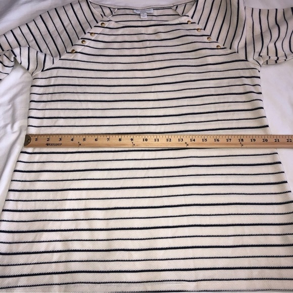 Charter Club Woman Knit Top 1X Black Cream Brass Detail 3/4 Sleeves Textured NWT - Picture 7 of 12